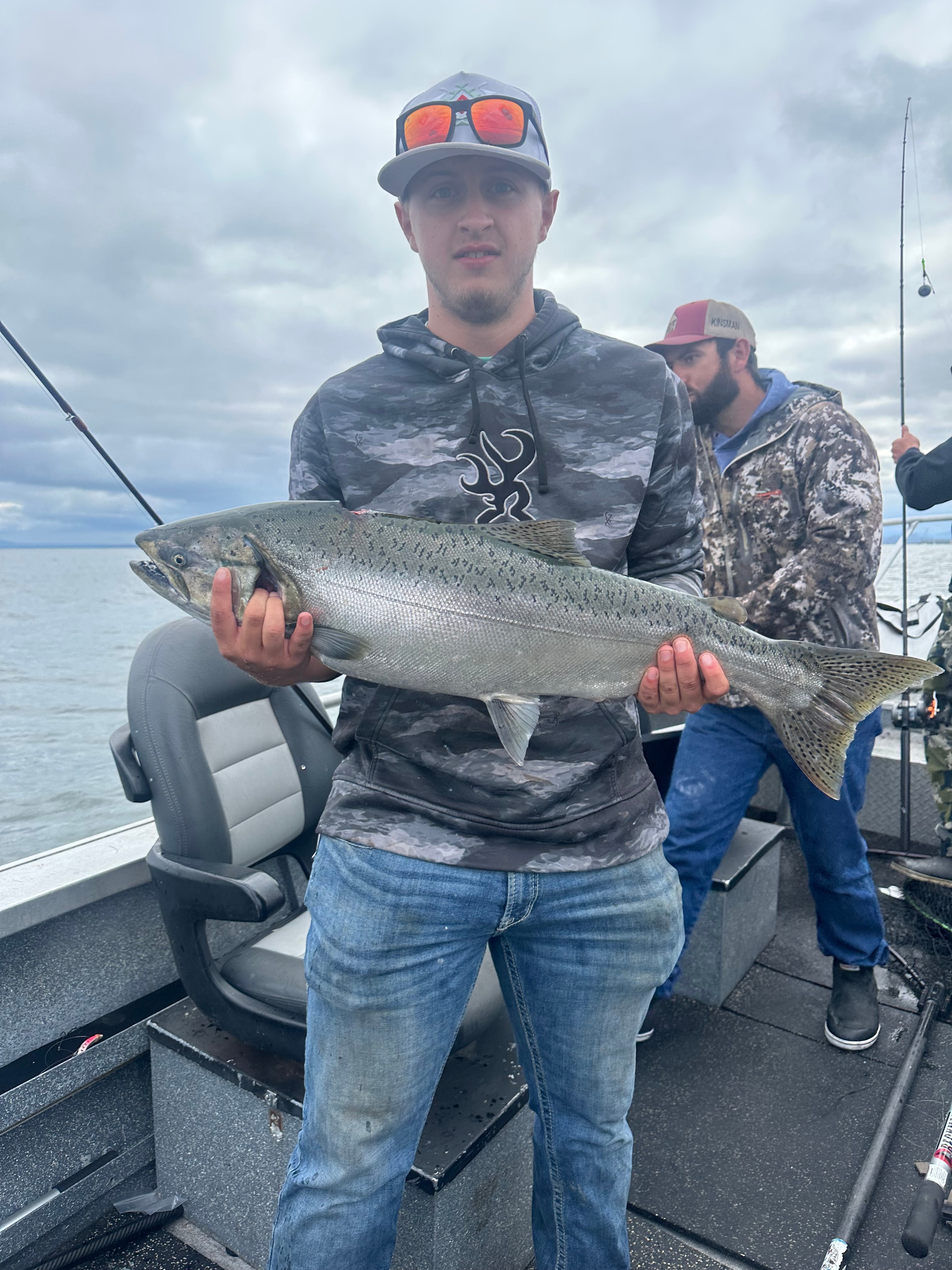Angler holding a salmon on the Columbia River